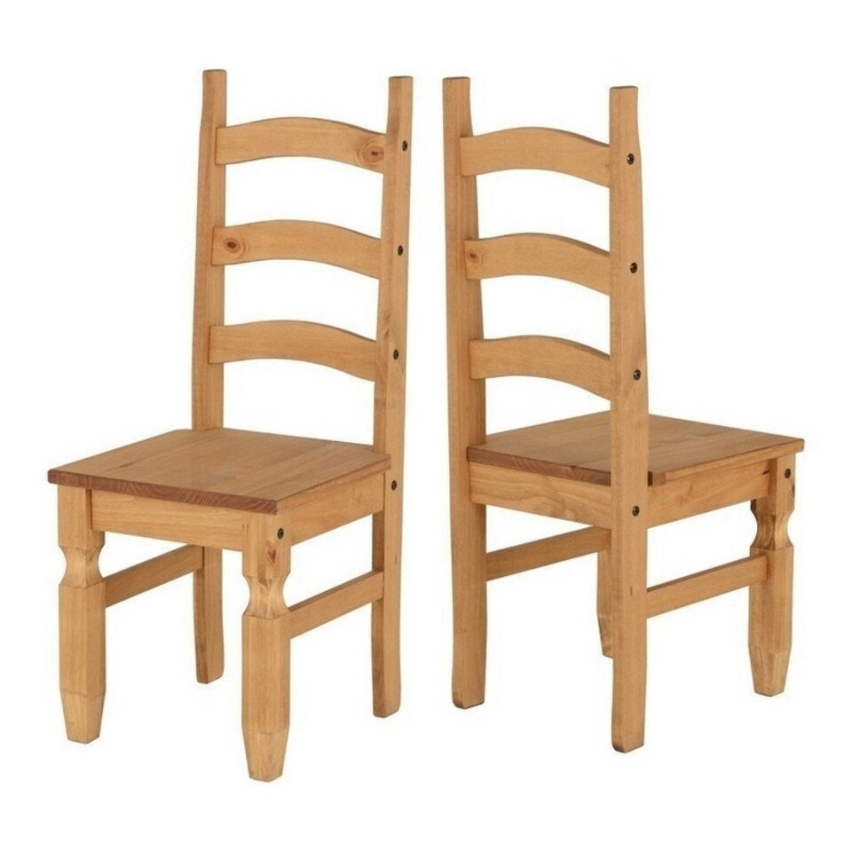 image 1 of Corona Dining Chair (Pack of 2) - L47 x W42 x H107 cm - Distressed Waxed Pine Brown