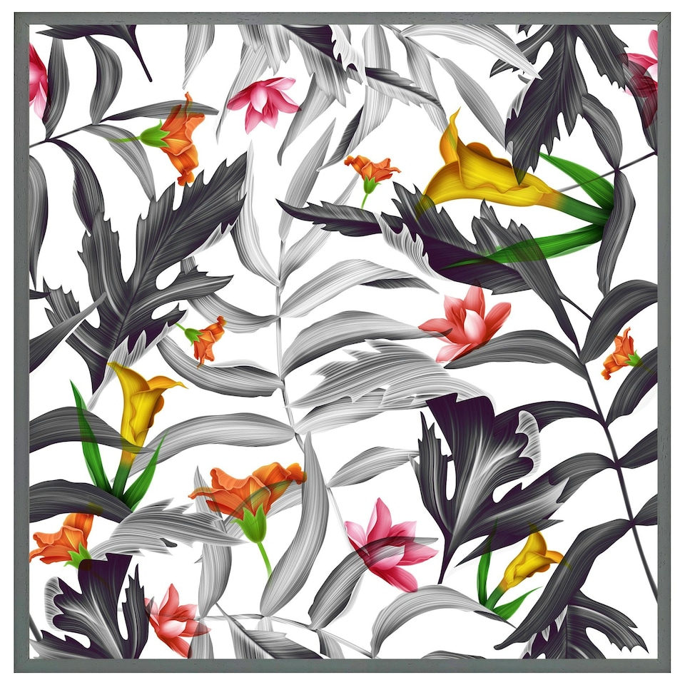 image 1 of Monochrome leaves (Picutre Frame) White | XL
