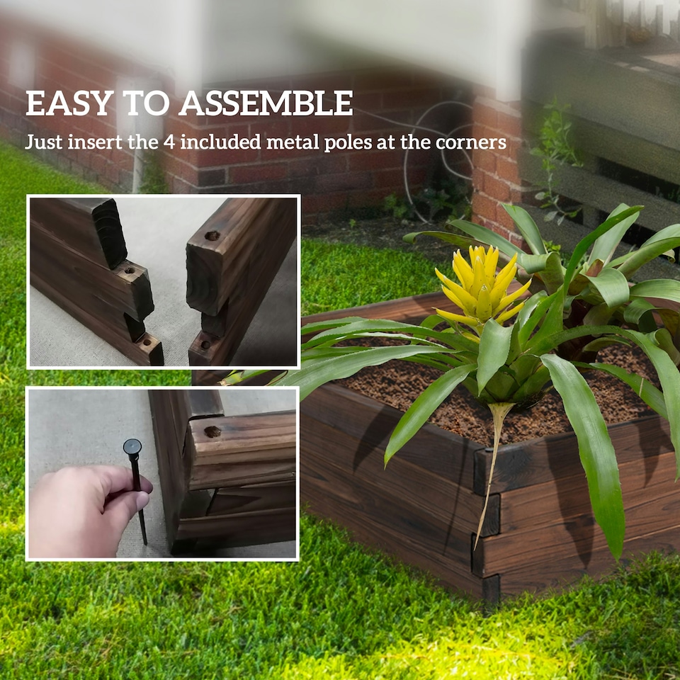 image 1 of Outsunny Wooden Raised Garden Bed Planter Grow Containers Flower Pot 80 x 80cm