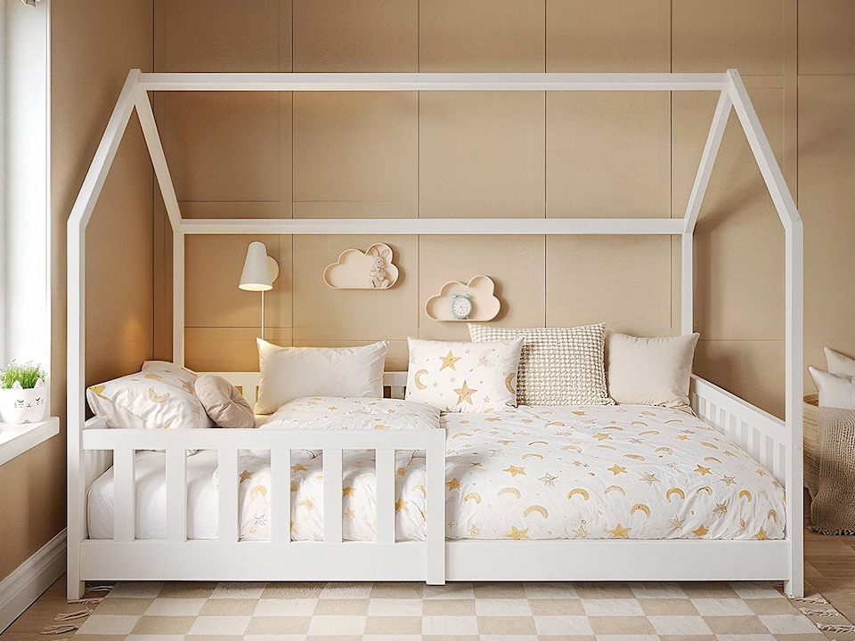 image 1 of Flair Explorer Small Double Play House Floor Bed White Wooden