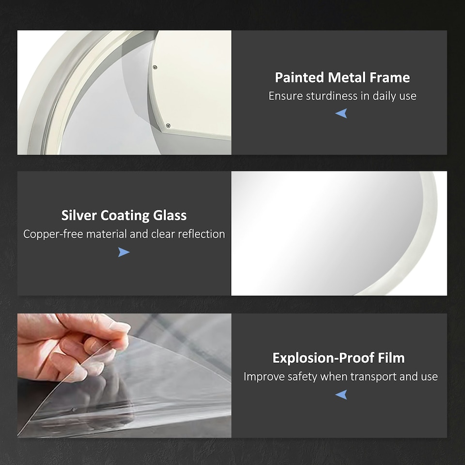 image 1 of kleankin Illuminated Bathroom Mirror with LED Lights, Defogging Film