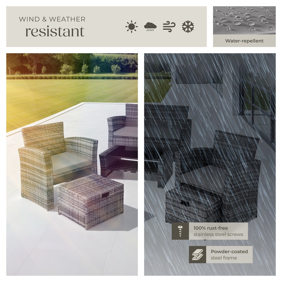 image 1 of Garden Furniture Set Modena- sofa with storage, armchairs, stools, coffee table | Grey | grey | 129 x 68,50 x 75 cm | 1