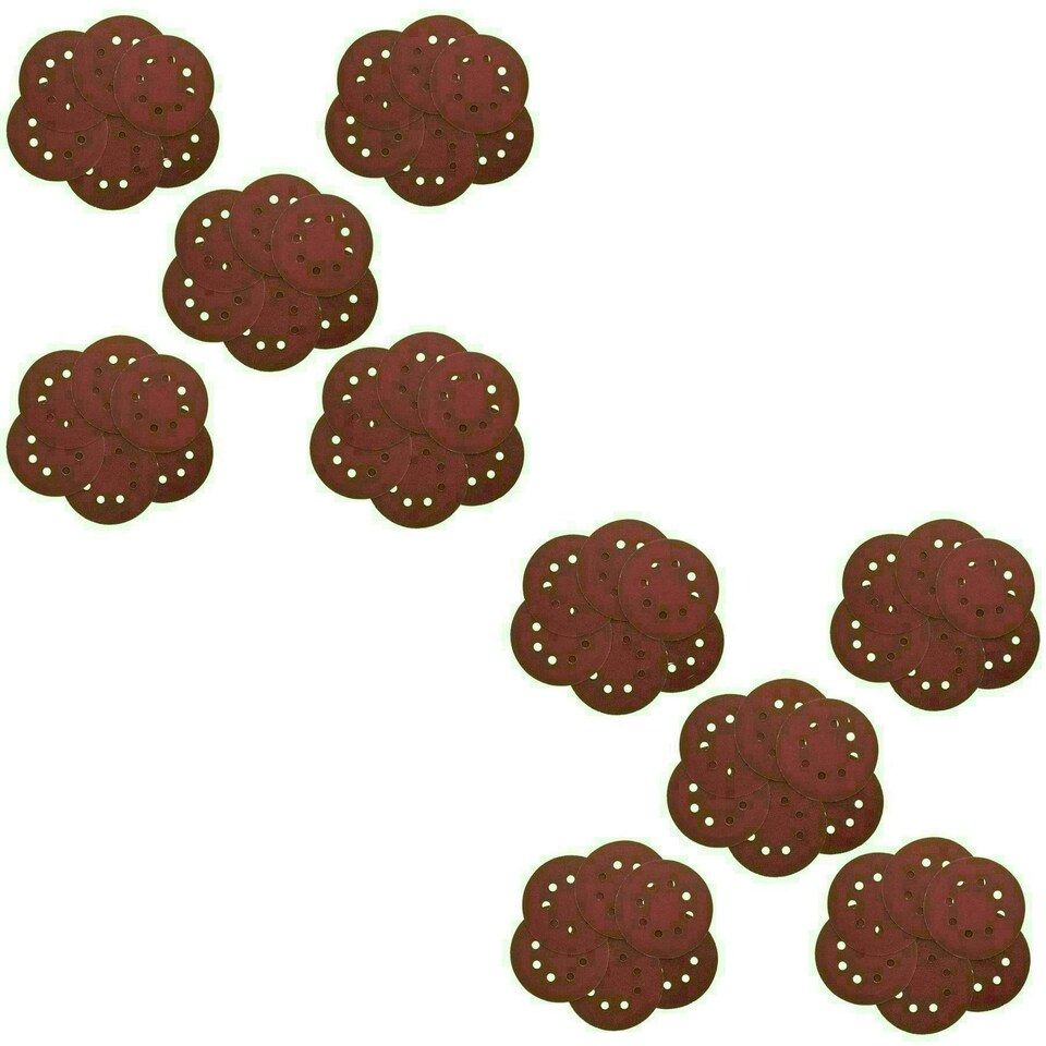 image 1 of 125mm 5" Hook And Loop Sanding Sander Abrasive DA Discs Mixed Grit 60pc