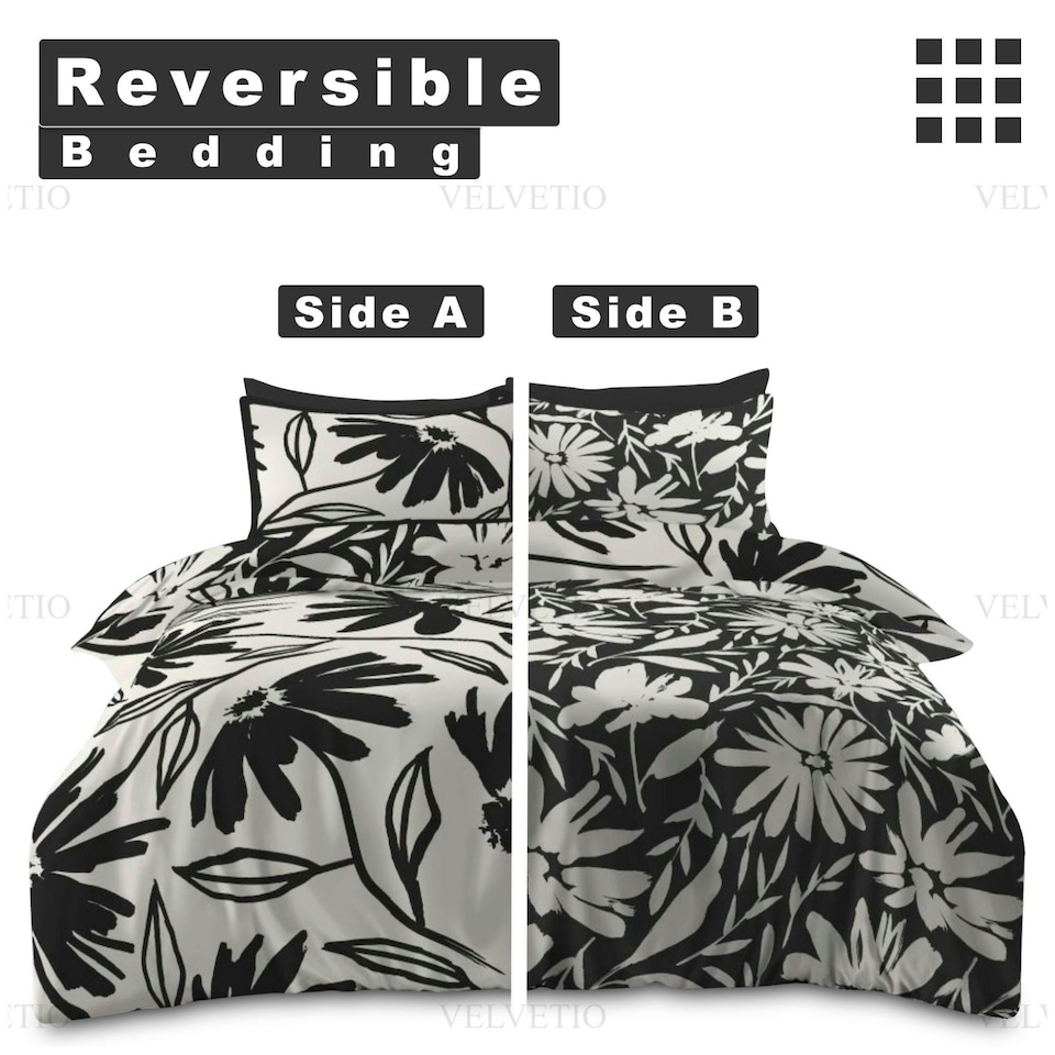 image 1 of VELVETIO Matthias Complete Duvet Cover Set with Fitted Sheet Breathable Bedding Quilt White | Single