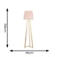 image 3 of ValueLights Lottie Natural Wood Tripod Floor Lamp with Pink Fabric Tapered Shade and LED Bulb