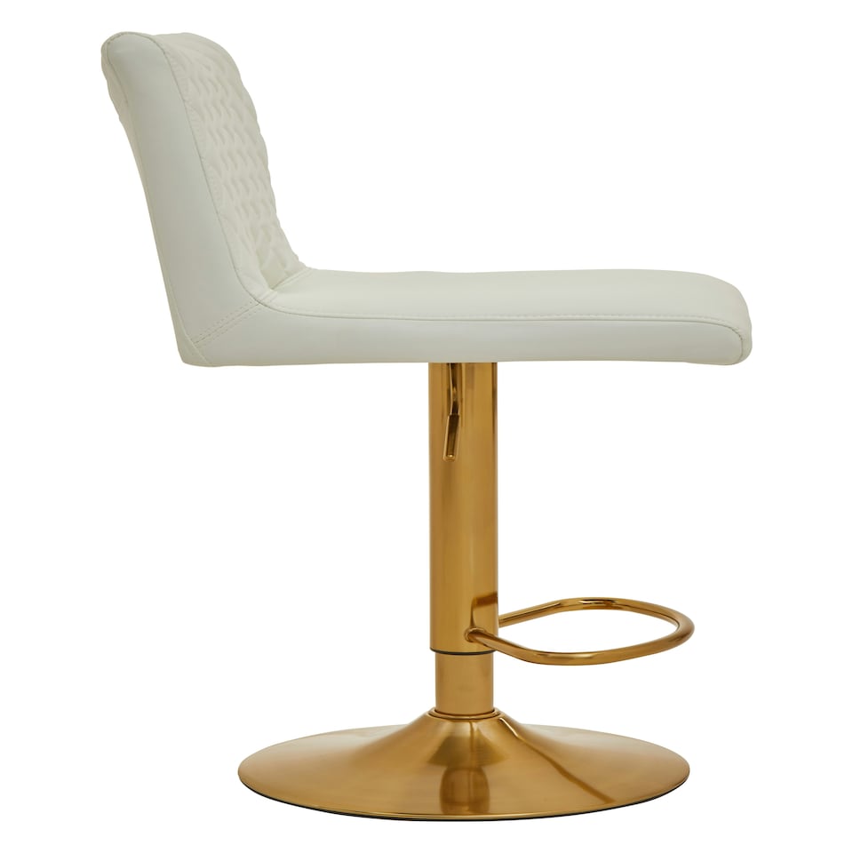 image 1 of Interiors By Premier Durable White And Gold Bar Stool With Round Base, Stylish Kitchen Bar Stool, Versatile Bar Stool For Guests