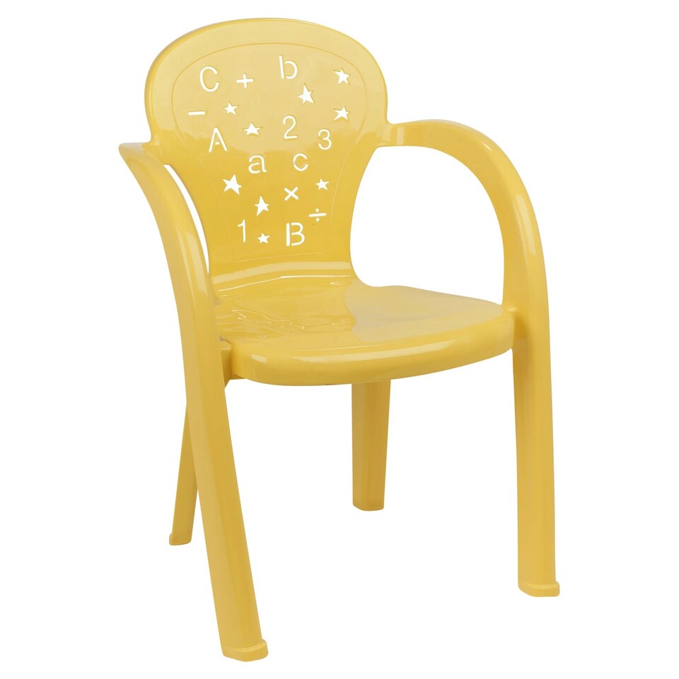 image 1 of Coloured Plastic Kids Chairs Stackable Nursery Indoor Outdoor Party Garden Play | Yellow | 4 Pcs Yellow | 4