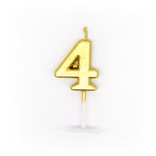 Gold Number 4 Candle Gold