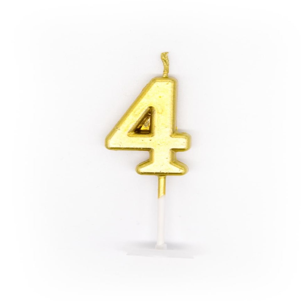 image 1 of Gold Number 4 Candle Gold