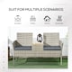 image 6 of Outsunny 2 Seat Rattan Garden Bench, Patio Wicker Chair with Glass Tea Table, Outdoor Love Seat with Padded Cushions, for Garden, Porch, Mixed Grey/Grey