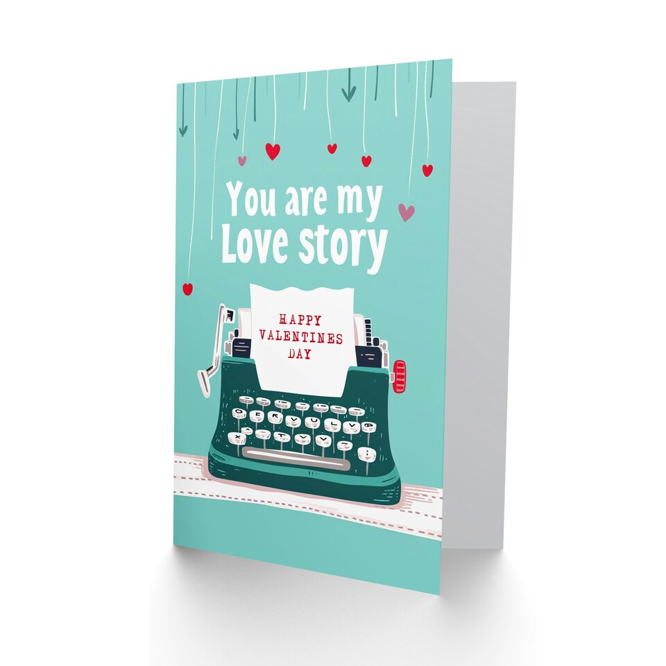 image 1 of You Are My Love Story Typewriter Anniversary Valentines Day Card