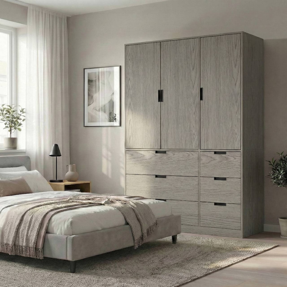 image 1 of RIGA 3 Door 6 Drawer Wardrobe | Grey | Cedar Grey & Cedar Grey | 10 x 44.5 x 79 | 1