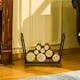image 6 of Outsunny Foldable Firewood Log Holder Wood Storage Rack Outdoor Indoor, Black