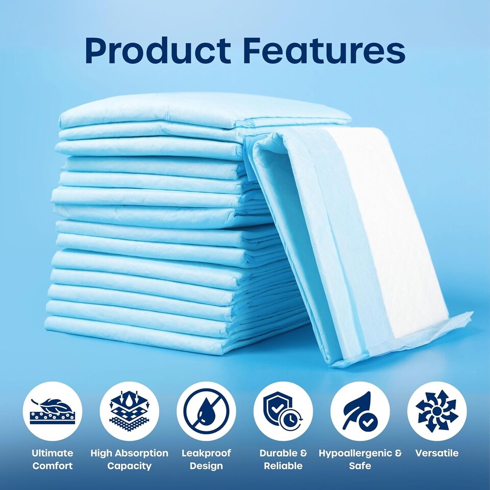 image 1 of Incontinence Bed Pads - Triple Layer Highly Absorbent (25pack) | Blue | Blue - 25 pack | 25
