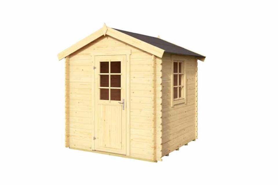 image 1 of Wels 1-Log Cabin, Wooden Garden Room, Timber Summerhouse, Home Office - L231 x W220 x H233.7 cm Brown