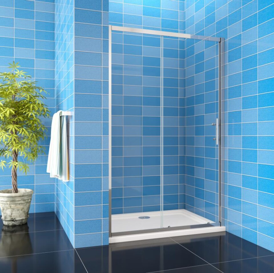 image 1 of Aica Bathrooms 1100x1850mm Sliding Shower Enclosure Shower Screen WalK In Glass Door Cubicle | Chrome