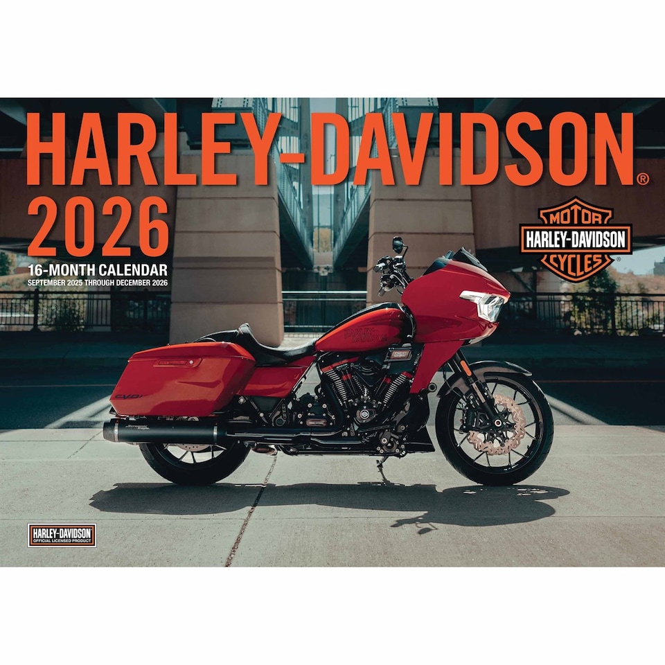 image 1 of Harley Davidson Deluxe Calendar 2026, Deluxe Calendars, Month To View, Transport, Gift