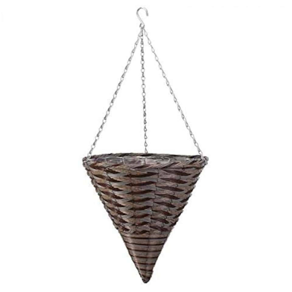 image 1 of Marco Paul Slate Rattan Cone Having Basket 14" Grey