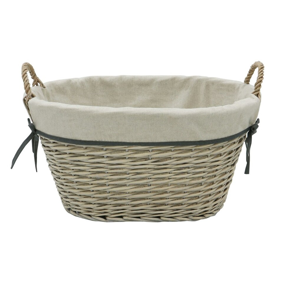 image 1 of JVL Arianna Oval Tapered Willow Storage Basket, Grey Wash Grey