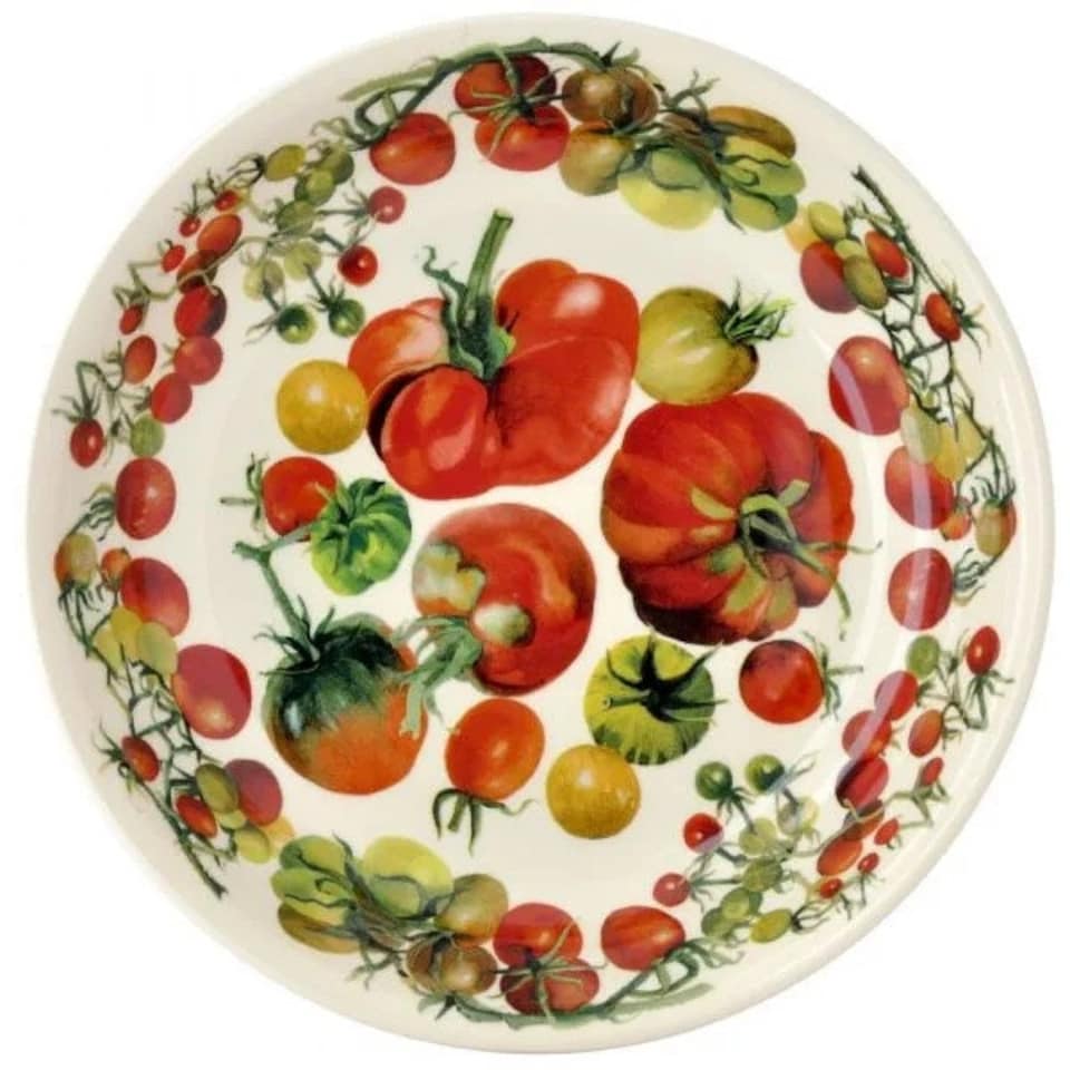 image 1 of Pasta Bowl: 24cm Emma Bridgewater Vegetable Garden Tomatoes Medium Pasta Bowl, Ceramic White