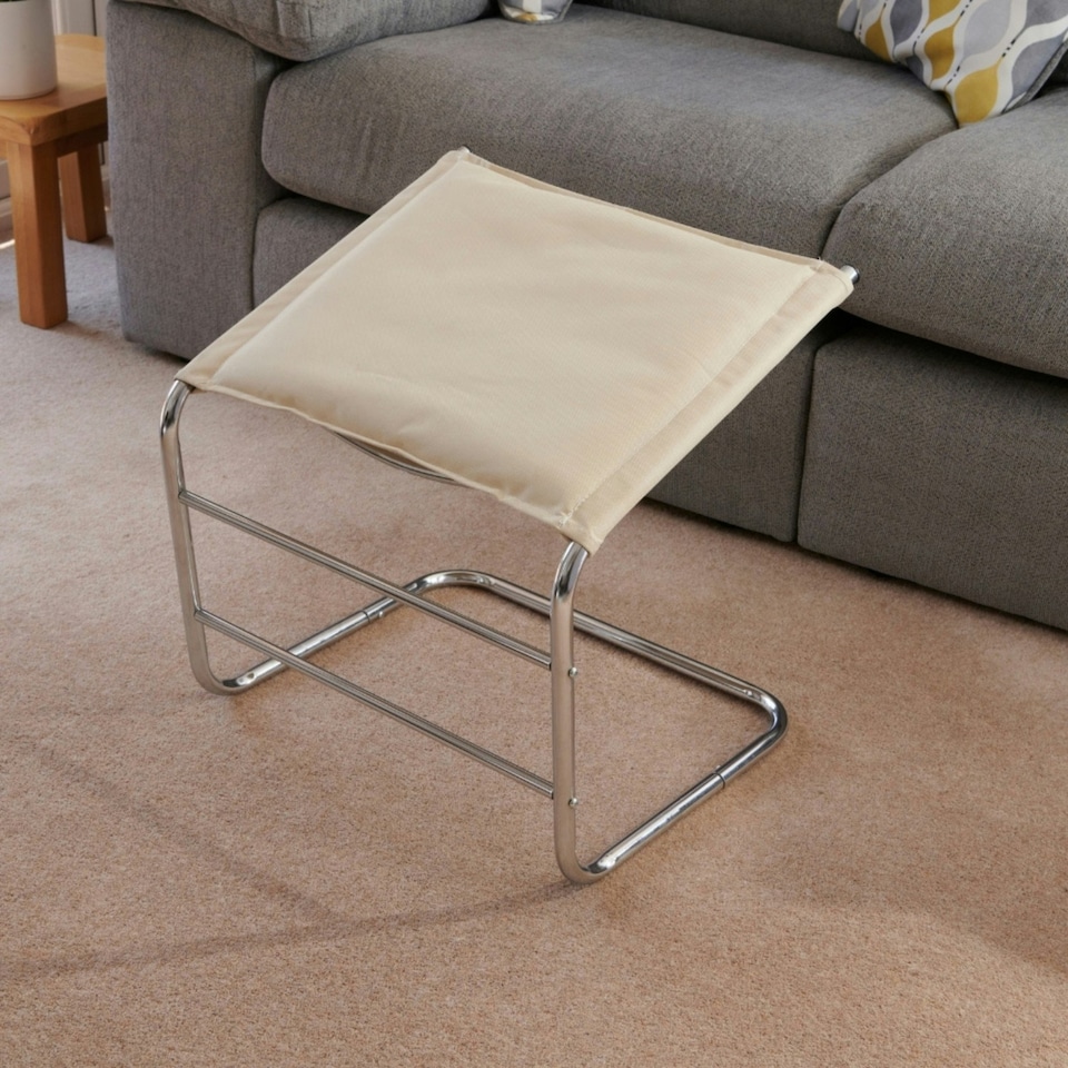 image 1 of Greenhurst Beige Footrest with Chrome Frame – Ergonomic Leg Support for Relaxation & Improved Circulation Brown | Beige