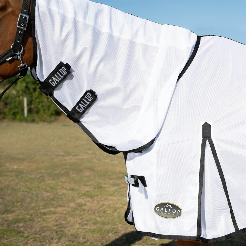 image 1 of Gallop Equestrian Fly Mesh Combo Rug Cream | Size: 6ft 6
Colour: Beige/Sky