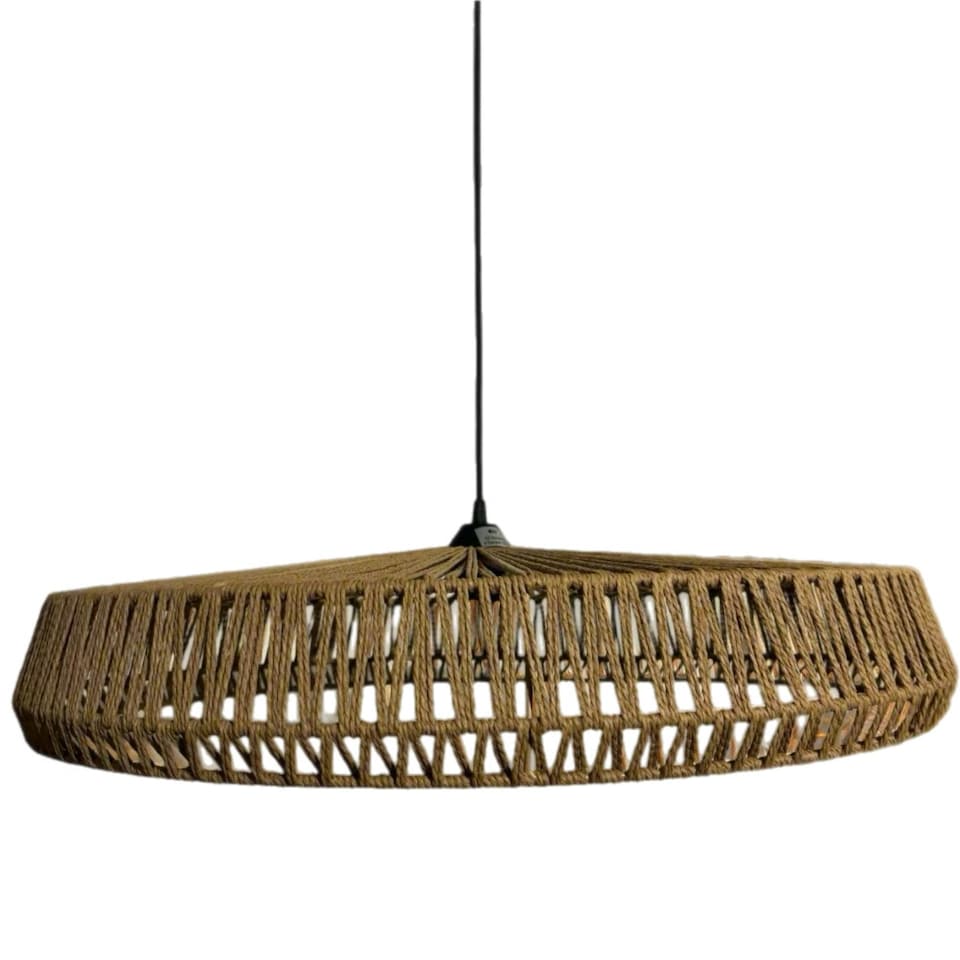image 1 of CGC 70 cm Extra-Large Natural String Woven Round Easy-Fit Lampshade | Brown | Natural | 70 cm