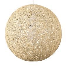 ValueLights Bjorn Small Rattan Wicker Cream Ceiling Pendant Shade | Cream