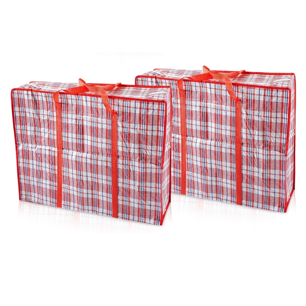 S&D Extra Large Laundry Bags (XL), Heavy Duty Storage, Reusable Zip Bags, for Moving, Clothing & Wardrobe 2 Pack Red