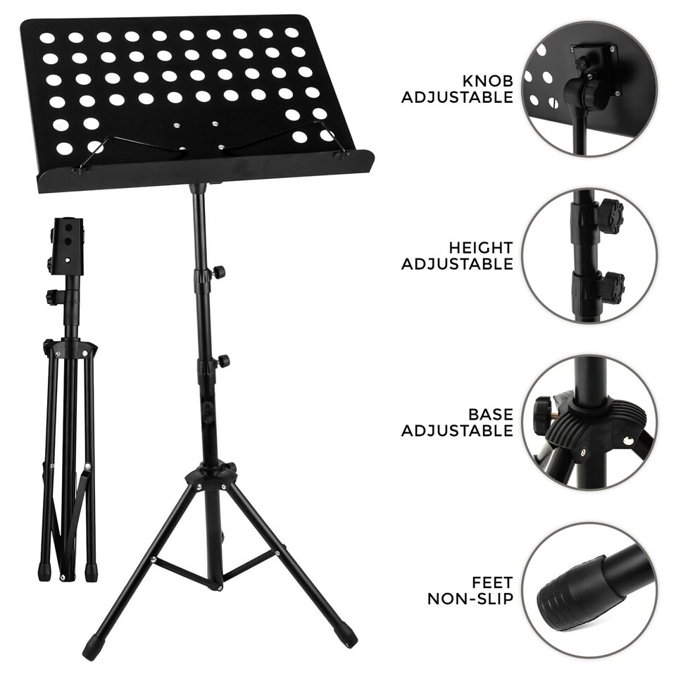 image 1 of Portable Music Stand Height Adjustable Orchestral Sheet Book Holder Tripod