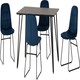 image 1 of Marlow Dining Set with Lukas Chairs Black | Black Marble/Sapphire Blue