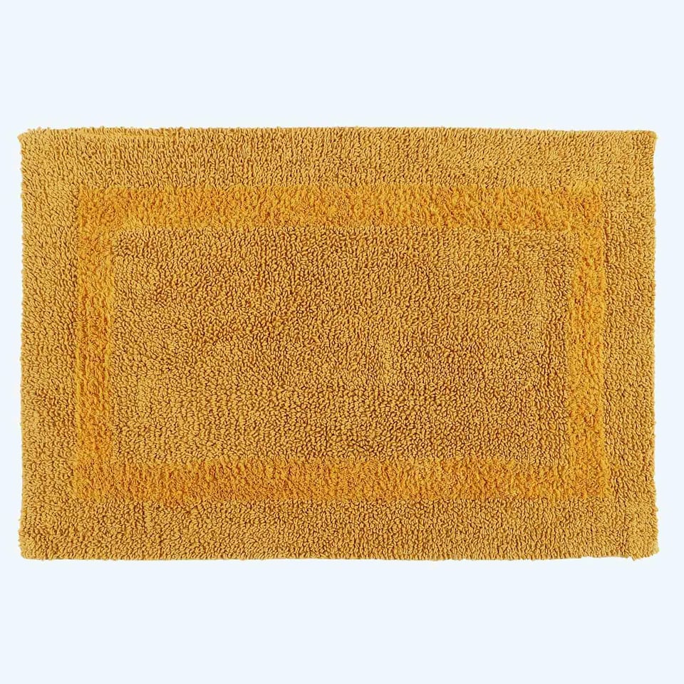image 1 of Homescapes Luxury Reversible Cotton Bath Mat - Mustard | Yellow | Mustard Yellow