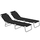 image 1 of Outsunny 2 Piece Reclining Chaise Lounge with Adjustable Backrest Black | Black