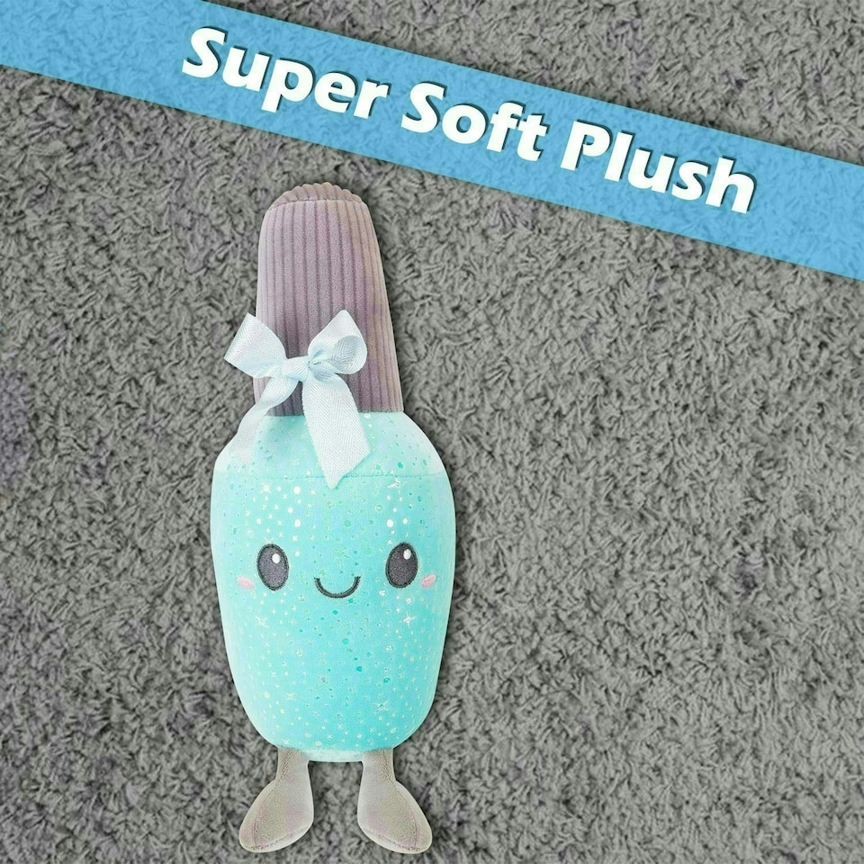 image 1 of Nail Polish Soft Toy Cute Plushie Huggable Cuddly Stuffed Toy 25cm Blue