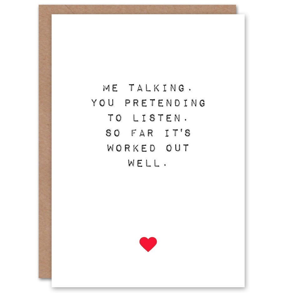 image 1 of Funny Talking Pretend Listen Anniversary Valentines Day Card