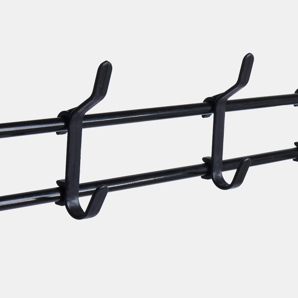 image 1 of OHS 16 Hook 5 Tier Shelving Organiser Wire Rack Storage Unit - Black