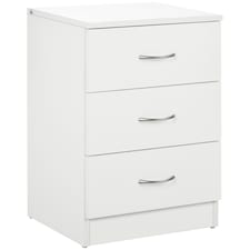 HOMCOM Bedside Table with 3 Drawers, Modern Nightstand, Side Table with Wood Effect, Non Slip for Bedroom, White
