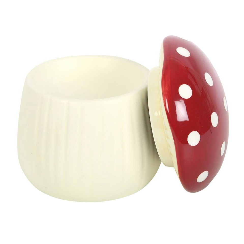 image 1 of Something Different Mushroom Oil Burner - Cream/Red - One Size