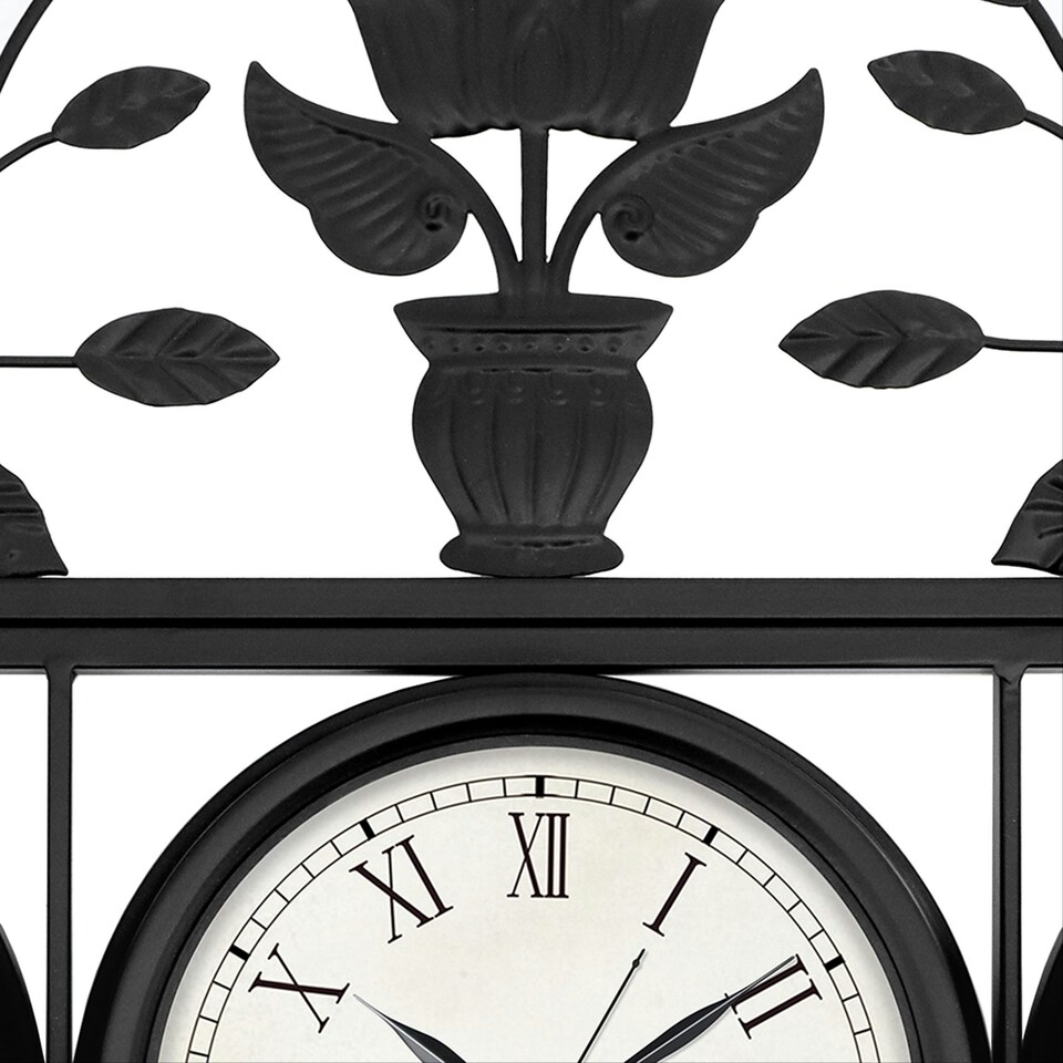 image 1 of Charles Bentley Shabby Chic Dark Grey Wall Clock With Thermometer & Hygrometer