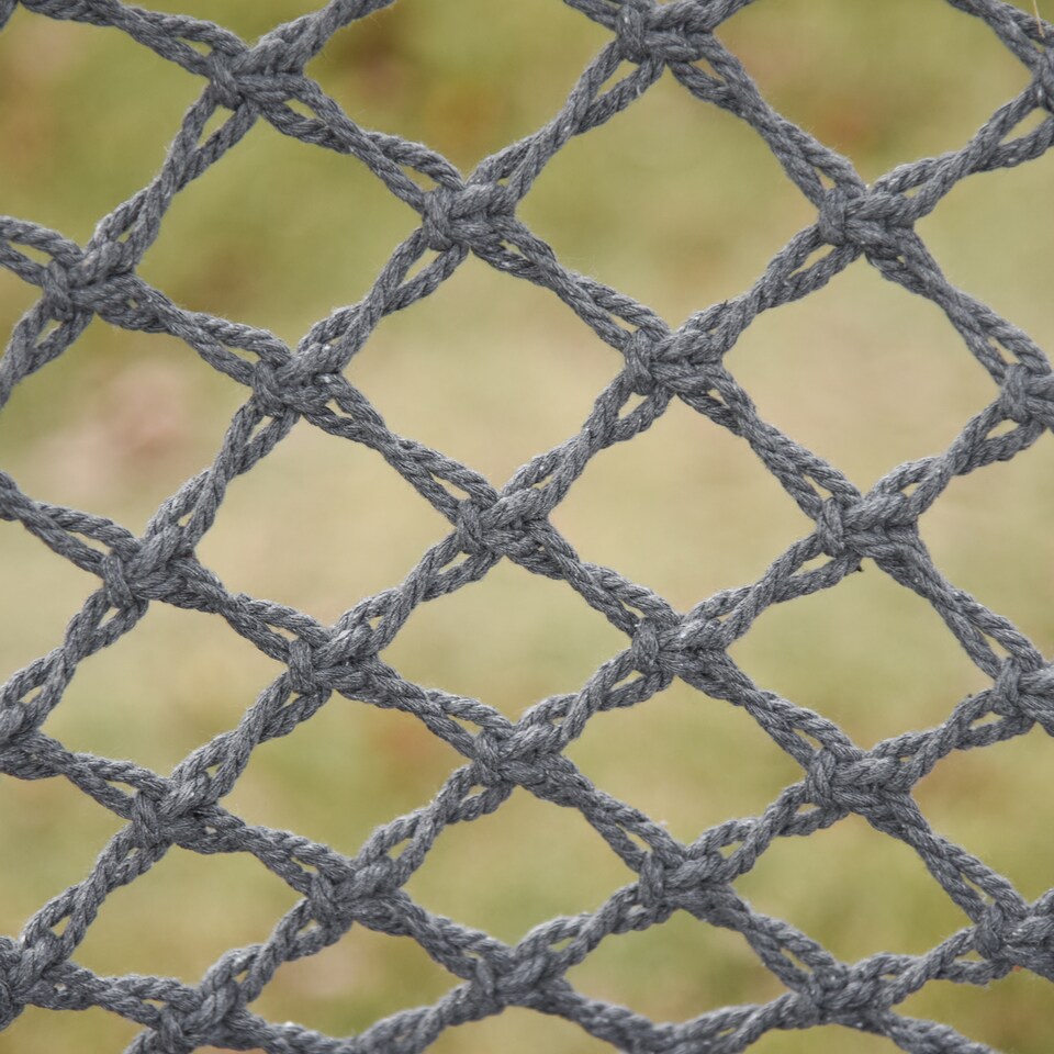 image 1 of Outsunny Outdoor Cotton-Polyester Blend Macrame Hanging Rope Chair with Cushion, Portable Garden Chair with Fringe Tassels for Patio, Deck, Tree, Grey | Grey | Grey