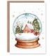image 1 of Winter Cabin Decorated Trees Snow Globe Blank For Him Or Her Art Xmas Festive Christmas Card