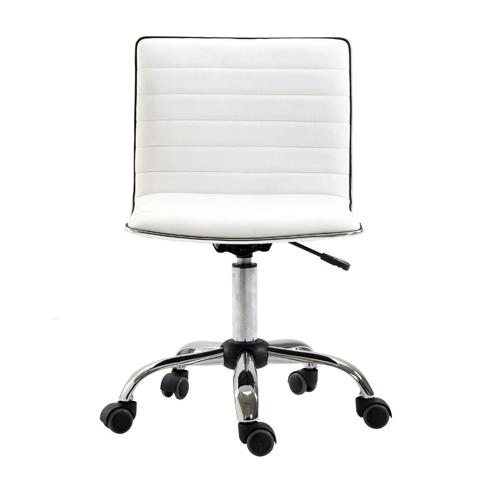 image 1 of HOMCOM Armless Mid-Back Adjustable Office Chair with 360 Swivel White