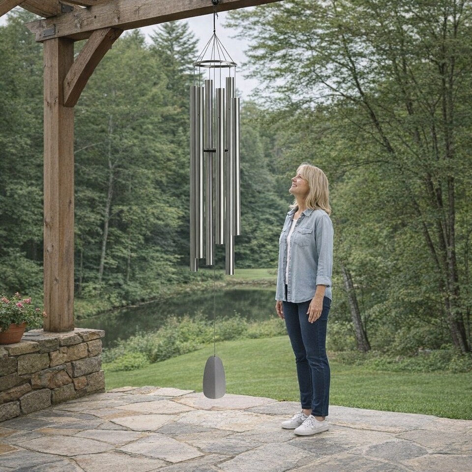 image 1 of Woodstock Extra Large 7 ft Wind Chime - Silver