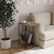 image 2 of Slim Oval Side End Table with Magazine Holder Sling Rack Coffee Snacks Newspapers | Multi | Oak