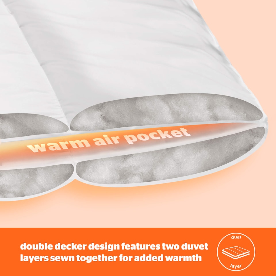 image 1 of Silentnight Warm And Cosy Double Decker Duvet - 18 Tog | White | SuperKing