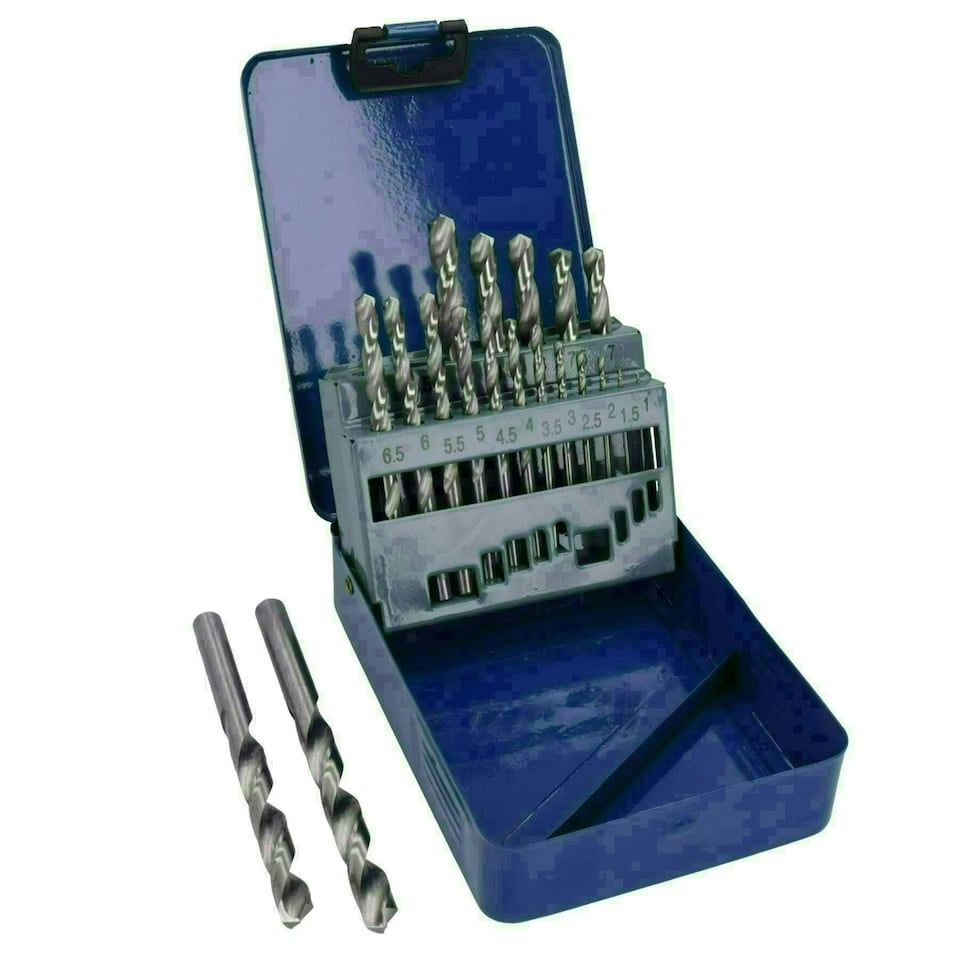 image 1 of 19pc HSS-G Metric Drill Bit Set Split Point Drills Metal Plastic Copper 1mm - 10mm