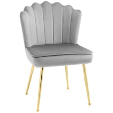 HOMCOM Shell Luxe Velvet Accent Chair with Gold-tone Metal Legs, Modern Vanity Chair for Living Room, Bedroom, Home Office, Grey