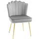 image 1 of HOMCOM Shell Luxe Velvet Accent Chair with Gold-tone Metal Legs, Modern Vanity Chair for Living Room, Bedroom, Home Office, Grey