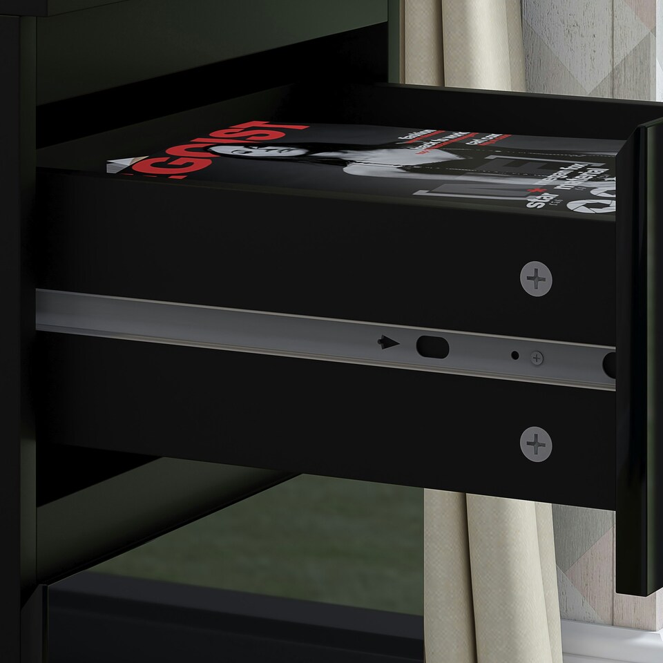 image 1 of FWStyle Stora 2 Drawer Bedside Cabinet - Black Gloss Front