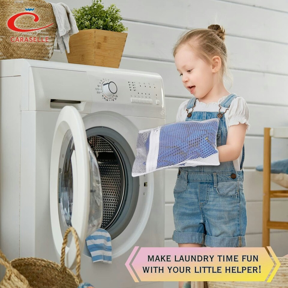 image 1 of 3 x  Small Net Washing Bags for Laundry with Strong Zip (31 x 36 cms) | White